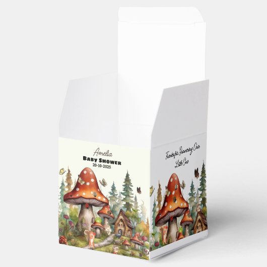 Whimsical Woodland Forest Mushroom Baby shower Bedankdoosjes (Geopend)