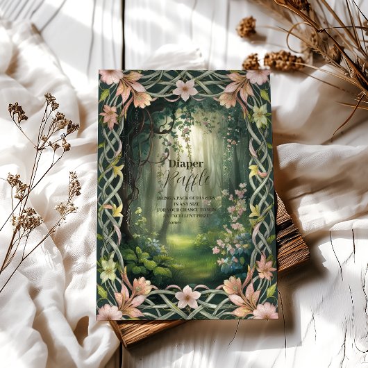 Whimsical Woodland Forest Raffle Diapper Informatiekaartje