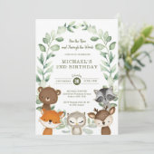 Whimsical Woodland Forest Vriend Groen Verjaardag Kaart (Staand voorkant)