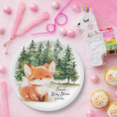 Whimsical Woodland Fox Baby shower Papieren Bordje (Feest)