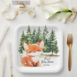 Whimsical Woodland Fox Baby shower Papieren Bordje