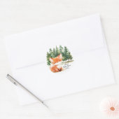 Whimsical Woodland Fox Baby shower Ronde Sticker (Envelop)