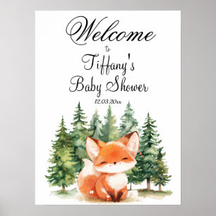 Whimsical Woodland Fox Baby shower Welkom Poster