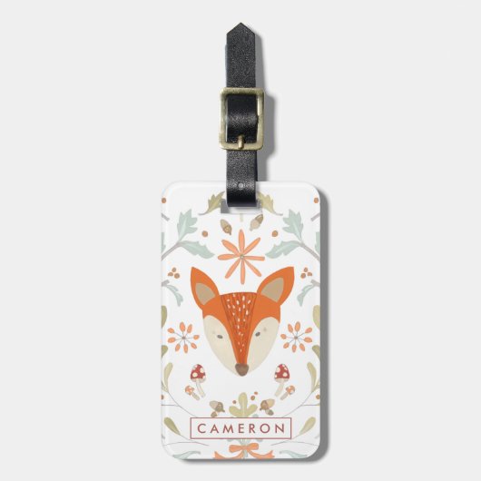 Whimsical Woodland Fox Bagagelabel (Voorkant verticaal)