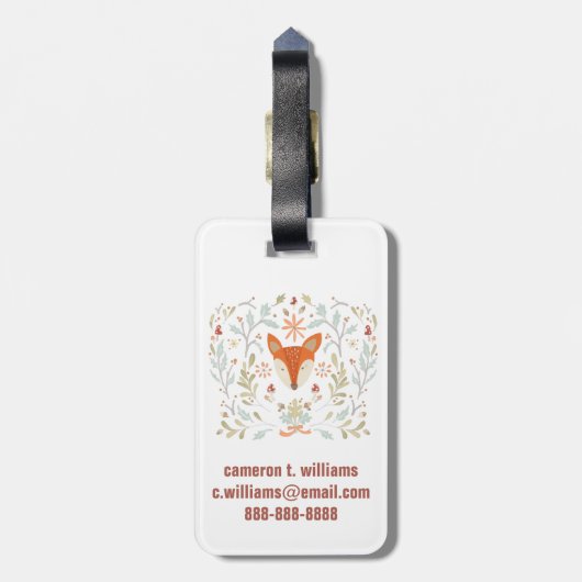 Whimsical Woodland Fox Bagagelabel (Achterkant verticaal)
