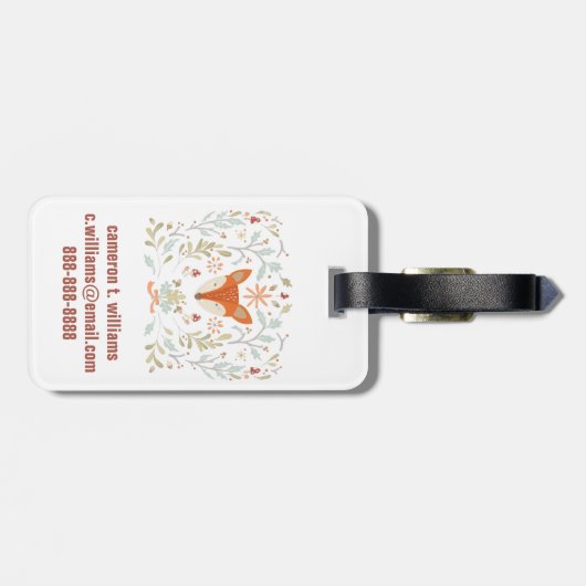 Whimsical Woodland Fox Bagagelabel (Achterkant horizontaal)