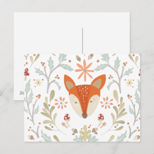 Whimsical Woodland Fox Briefkaart (Voorkant / Achterkant)