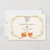 Whimsical Woodland Fox & Cat Wedding Bedankkaart (Voorkant)