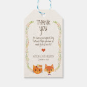 Whimsical Woodland Fox & Cat Wedding Cadeaulabel (Voorkant)
