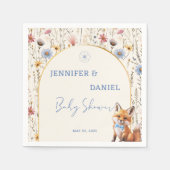 Whimsical Woodland Fox Dusty Blue Baby shower Servet (Voorkant)