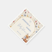 Whimsical Woodland Fox Dusty Blue Baby shower Servet (Hoek)