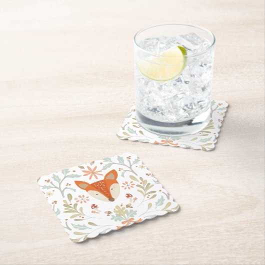 Whimsical Woodland Fox Kartonnen Onderzetters (Insitu)