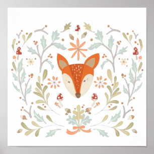 Whimsical Woodland Fox Poster