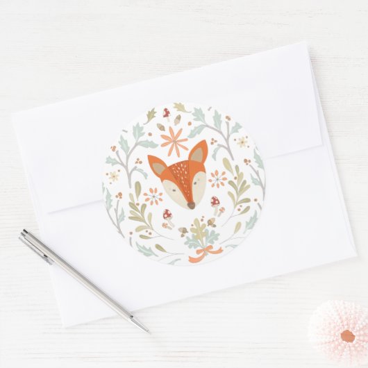 Whimsical Woodland Fox Ronde Sticker (Envelop)