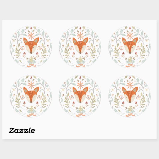 Whimsical Woodland Fox Ronde Sticker (Vel)