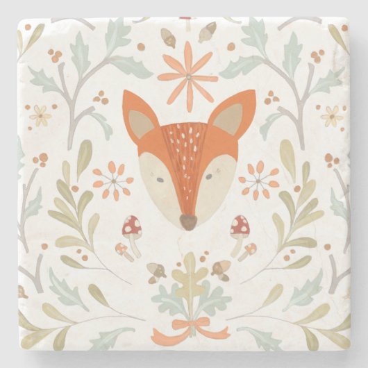 Whimsical Woodland Fox Stenen Onderzetter (Voorkant)