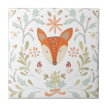 Whimsical Woodland Fox Tegeltje<br><div class="desc">Houtvos met groene bladeren. Artiest: June Erica Vess. Afbeelding-ID: 105549D.</div>