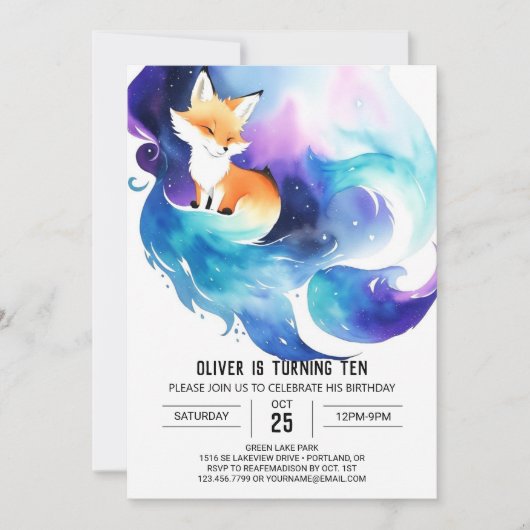 Whimsical Woodland Fox Verjaardag Kaart (Voorkant)