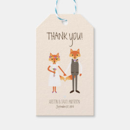 Whimsical Woodland Foxes Ivoor bruiloft cadeau Lab Cadeaulabel