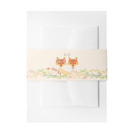 Whimsical Woodland Foxes (Ivoor) Rustiek Huwelijk Uitnodigingen Wikkel