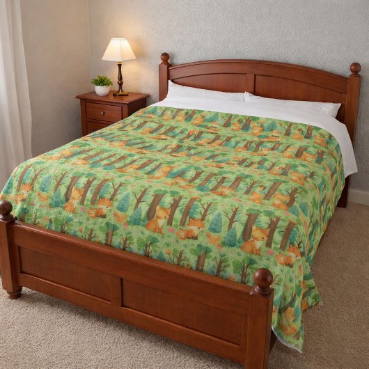 Whimsical Woodland Friends Fleece Deken