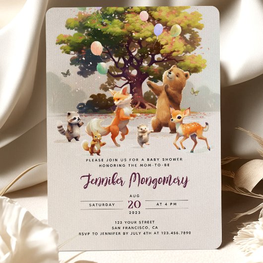 Whimsical Woodland Friends Waterverf Baby shower Kaart