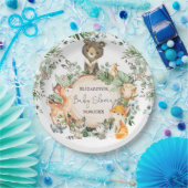 Whimsical Woodland Green Animals Baby shower Papieren Bordje (Feest)