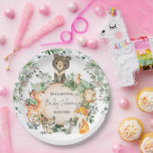 Whimsical Woodland Green Animals Baby shower Papieren Bordje (Feest)