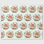 Whimsical Woodland Greenery Baby Fox Cadeaupapier (Vlak)