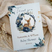 Whimsical Woodland Herten Blauwe Bloemen Bladeren Bedankkaart
