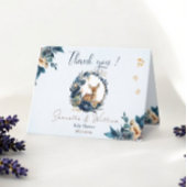 Whimsical Woodland Herten Blauwe Bloemen Bladeren Bedankkaart