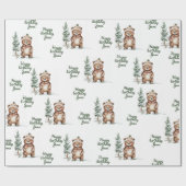 Whimsical Woodland Herten Verjaardag Groen Cadeaupapier (Vlak)