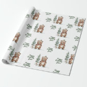 Whimsical Woodland Herten Verjaardag Groen Cadeaupapier (Uitgerold)