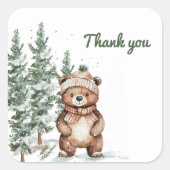 Whimsical Woodland Herten Verjaardag Groen Dank u Vierkante Sticker (Voorkant)