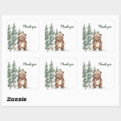 Whimsical Woodland Herten Verjaardag Groen Dank u Vierkante Sticker (Vel)