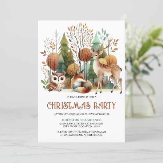 Whimsical Woodland kerstfeest Kaart (Staand voorkant)