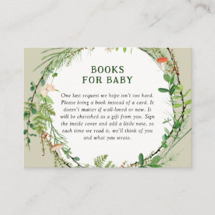 Whimsical Woodland met grote boeken voor Baby Informatiekaartje