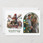 Whimsical Woodland Moose Rustic Nordic Christmas Feestdagenkaart (Voorkant)