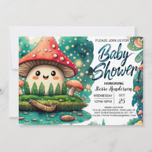 Whimsical Woodland Mushroom Magic Baby shower Kaart