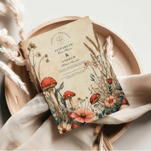 Whimsical Woodland Mushroom Wedding Kaart