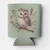 Whimsical Woodland Owl Botanical Illustration Blikjeskoeler (Voorkant)