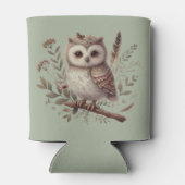 Whimsical Woodland Owl Botanical Illustration Blikjeskoeler (Achterkant)