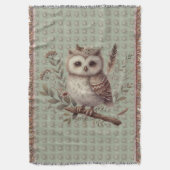 Whimsical Woodland Owl Botanical Illustration Deken (Voorkant Verticaal)