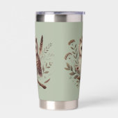 Whimsical Woodland Owl Botanical Illustration Geïsoleerde Drinkbeker (Links)