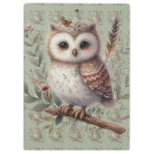 Whimsical Woodland Owl Botanical Illustration Klembord (Achterkant)