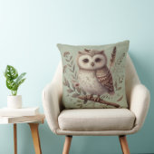 Whimsical Woodland Owl Botanical Illustration Kussen (Stoel)