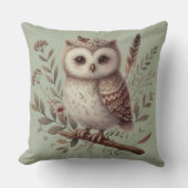Whimsical Woodland Owl Botanical Illustration Kussen (Voorkant)