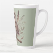 Whimsical Woodland Owl Botanical Illustration Latte Mok (Rechts)