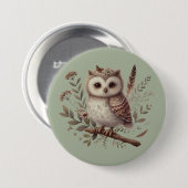 Whimsical Woodland Owl Botanical Illustration Ronde Button 7,6 Cm (Voorkant /achterkant)