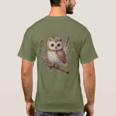 Whimsical Woodland Owl Botanical Illustration T-shirt (Achterkant)
